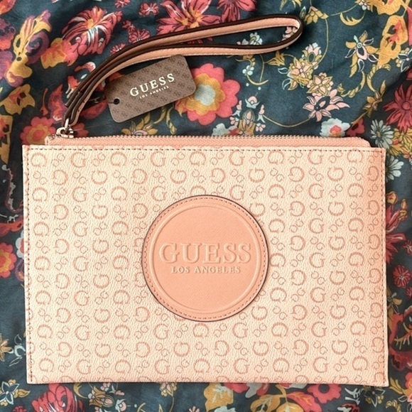 Brand New Guess Los Angeles Rose Pink Large Zippered Rothenberg Clutch Wristlet - Picture 13 of 13